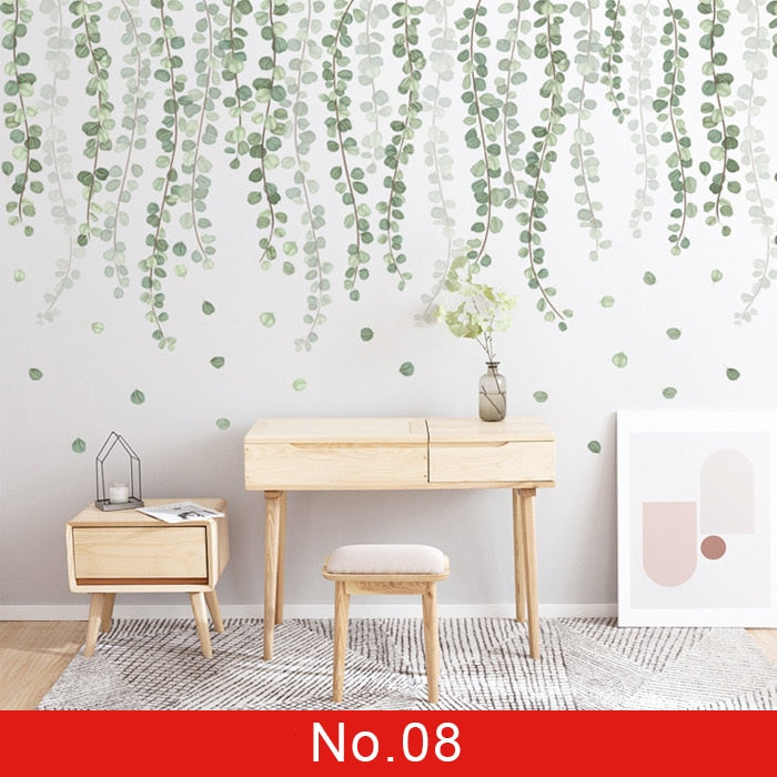 Nordic Green Leaf Wall Paper