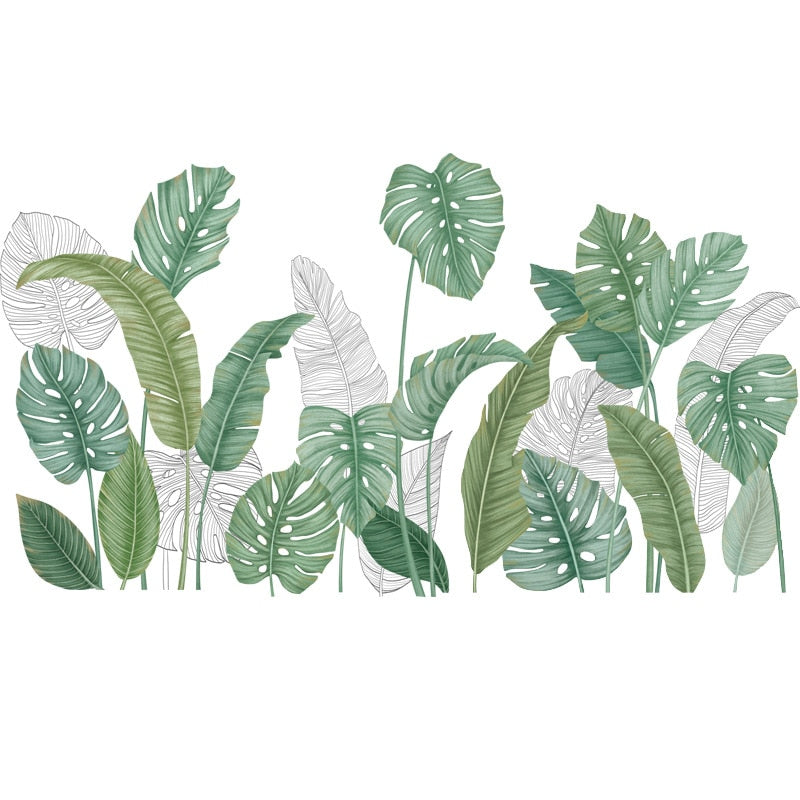 Nordic Green Leaf Wall Paper