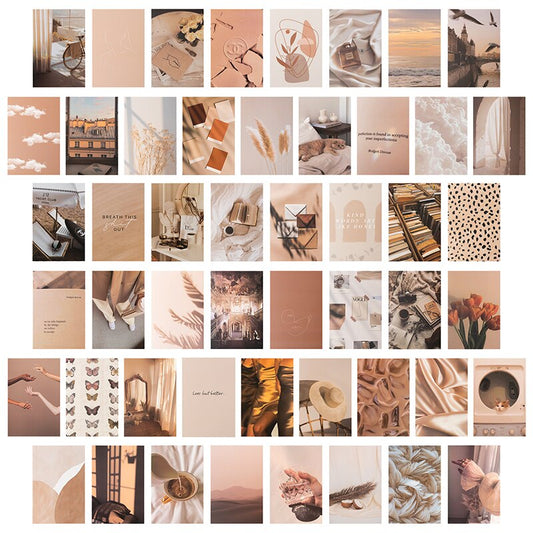 Beige Aesthetic Wall Collage (Set of 50)